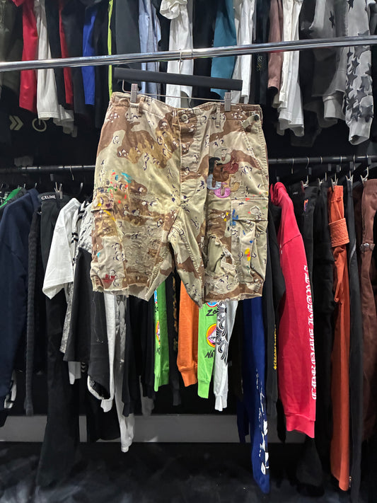 Gallery Dept Camo Paint Splatter Cargo Shorts (XL)