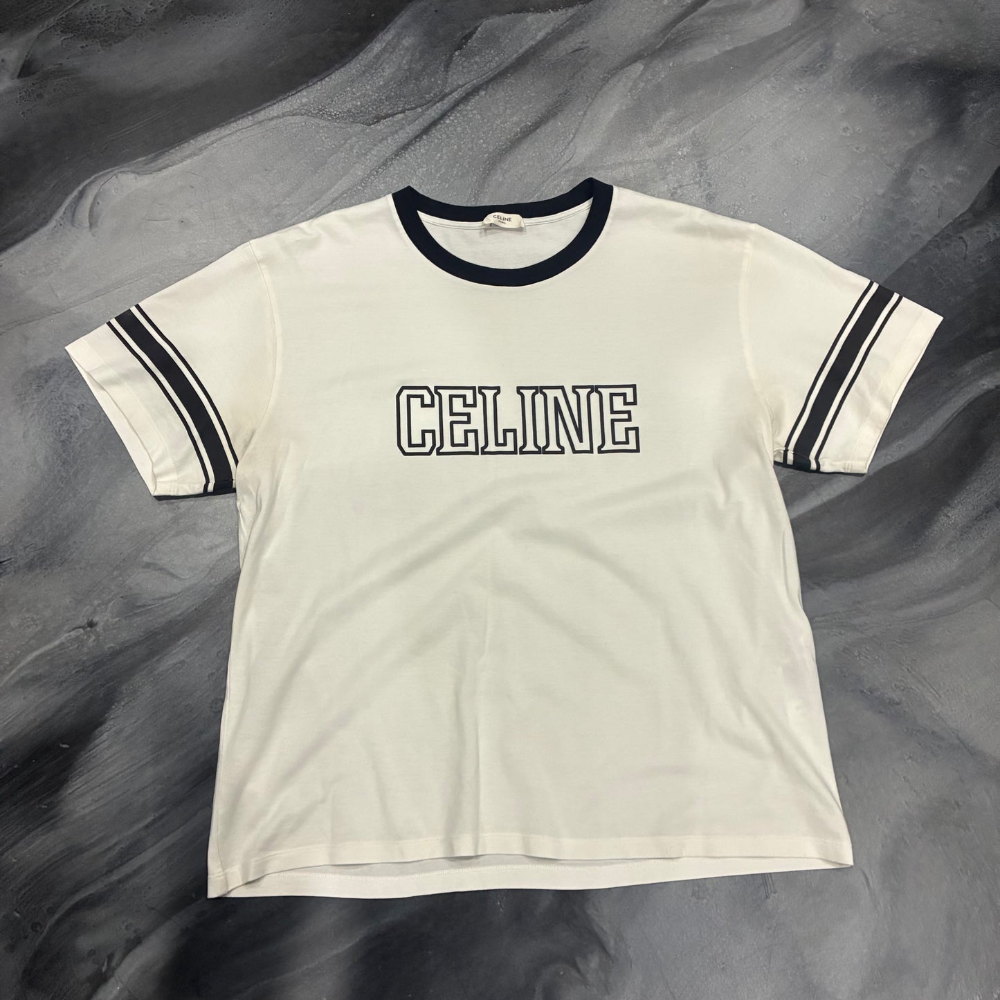 Celine White/Black Ringer Tee (XL)