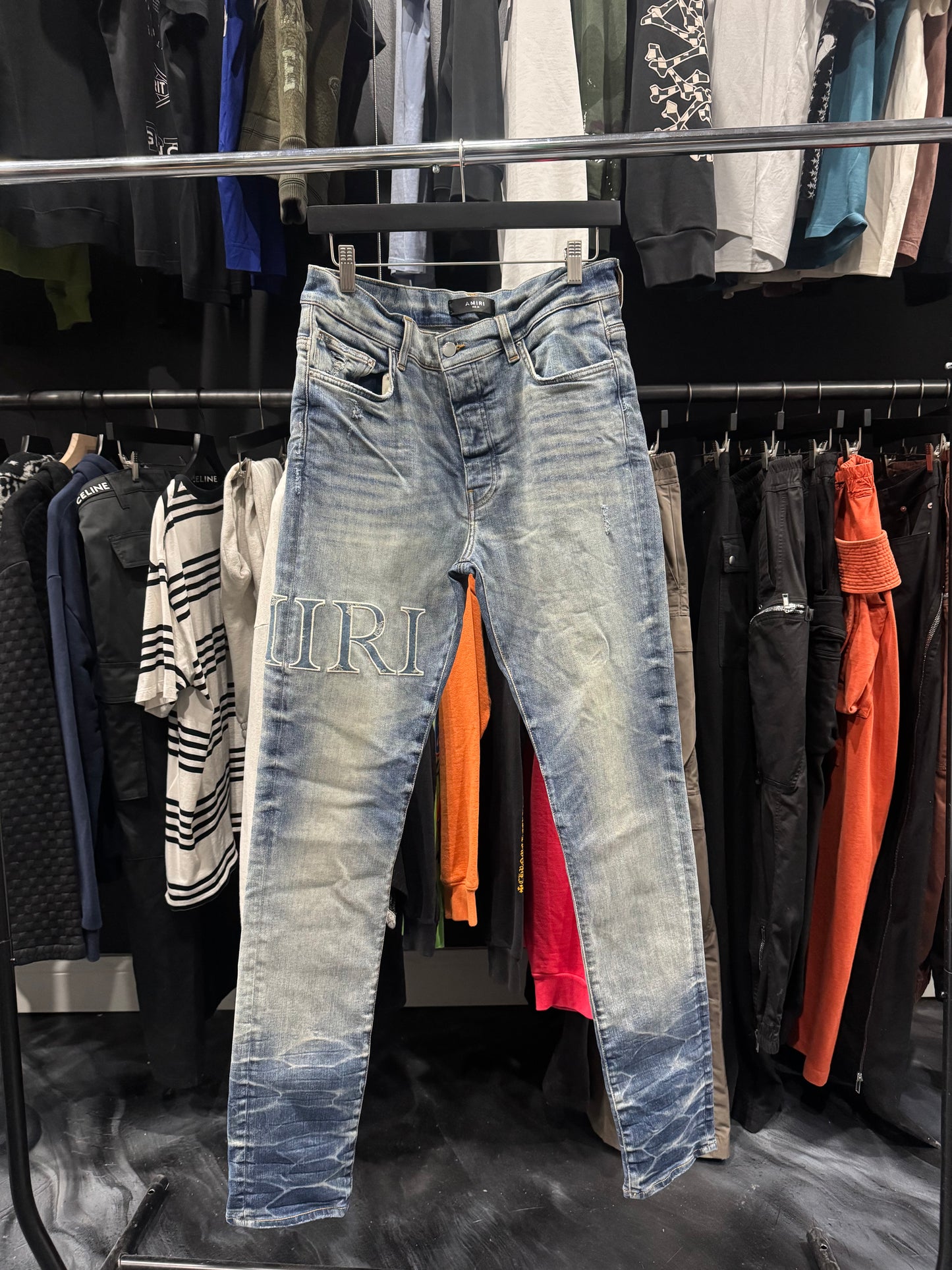 Amiri Bandana Jacquard Straight Leg Jean (34)