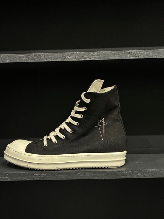 Rick Owens Black Embroidered Star High Sneaker (46)