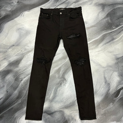 Amiri Black/Black Leather Patch Jean (36)