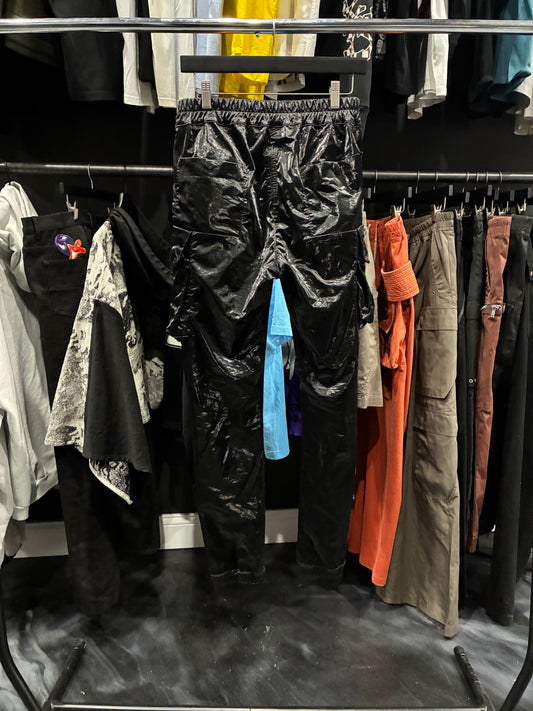 Rick Owen’s Black Shiny Cargo Pants (M)