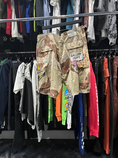Gallery Dept Camo Paint Splatter Cargo Shorts (XL)