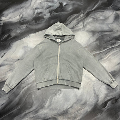 Saint Vanity Grey French Terry Studded Zip Up Hoodie (S)