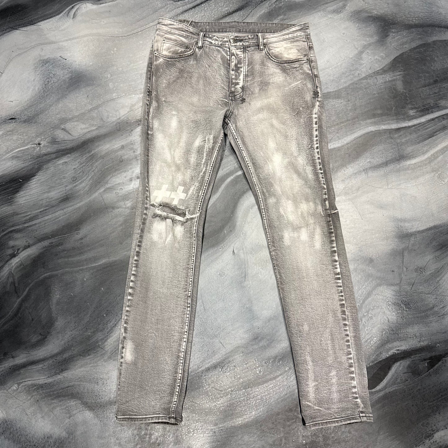 Ksubi Silver Distressed Paint Slash Jean (34)