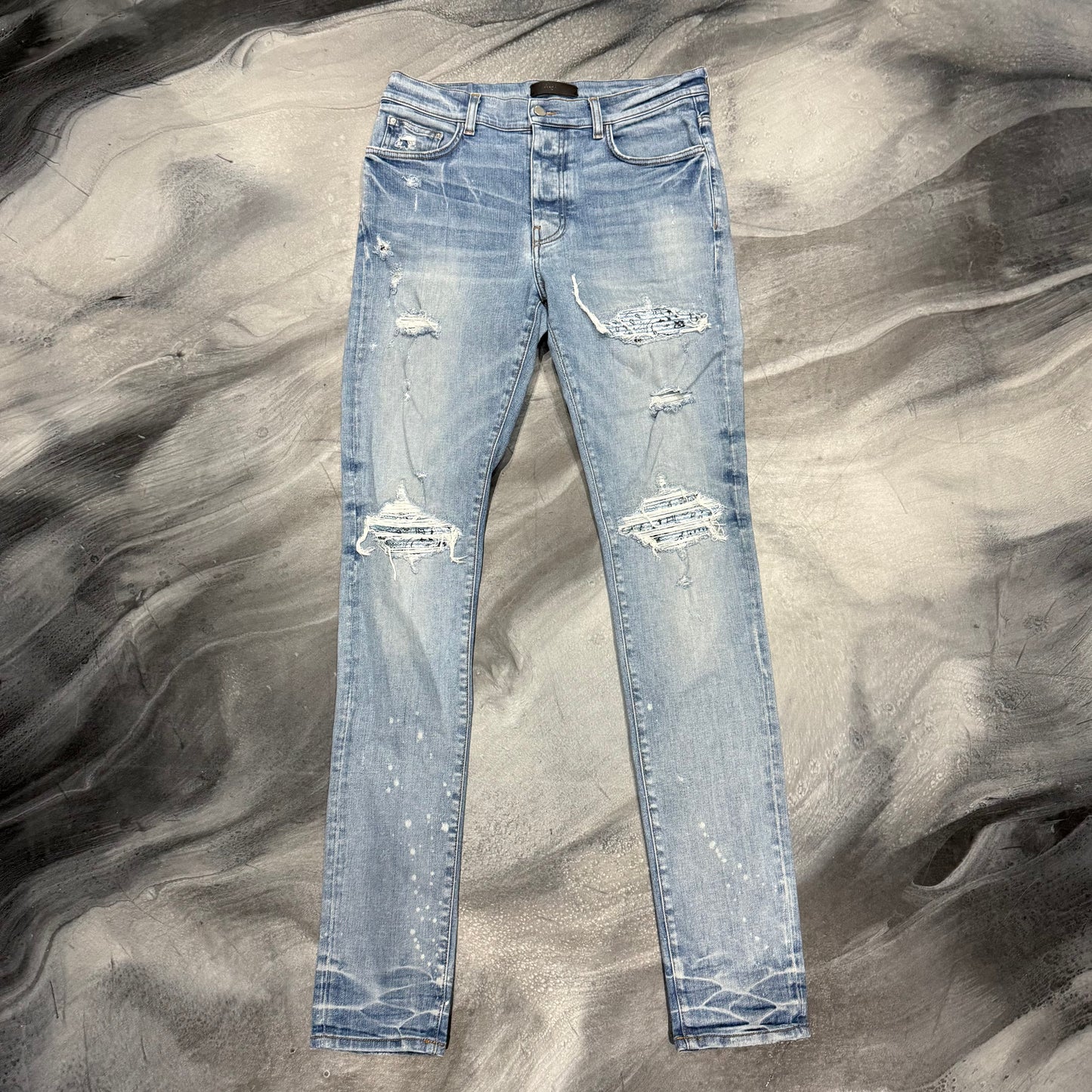 Amiri Light Blue/Baby Blue Bandana Patch Jean (33)