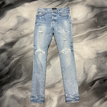 Amiri Light Blue/Baby Blue Bandana Patch Jean (33)