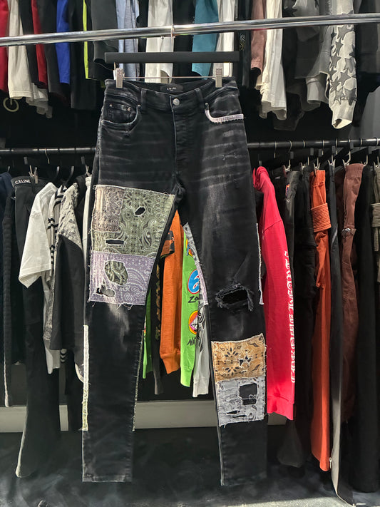 Amiri Faded Black/Multicolor Bandana Art Patch Jean (31)