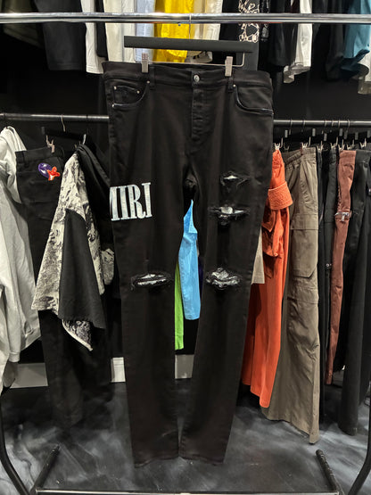 Amiri Black/Baby Blue Core Logo Jean (38)