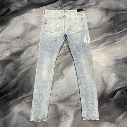 Amiri Light Blue/Tie Dye Pink Core Logo Jean (38)