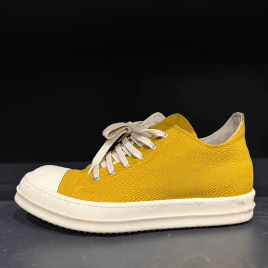 Rick Owens Mustard Canvas Low Top Sneaker (43)