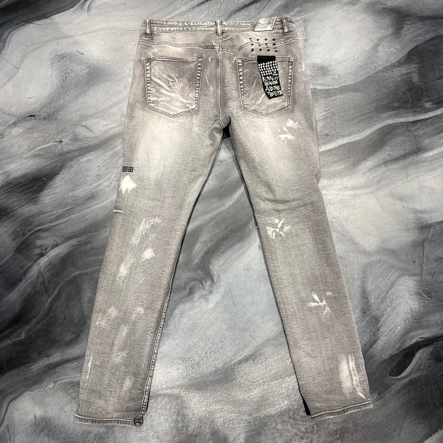 Ksubi Silver Distressed Paint Slash Jean (34)