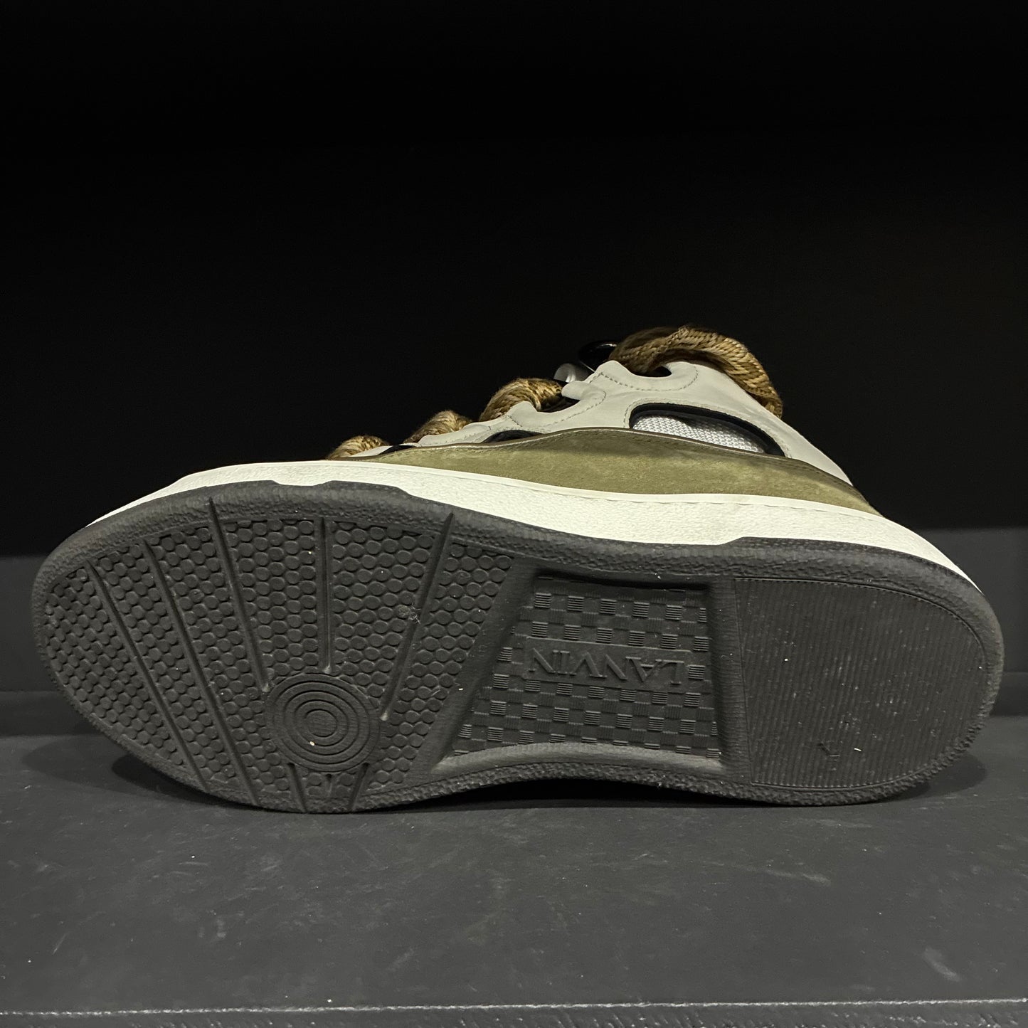 Lanvin Olive/Cream/White Curb Sneaker (44)