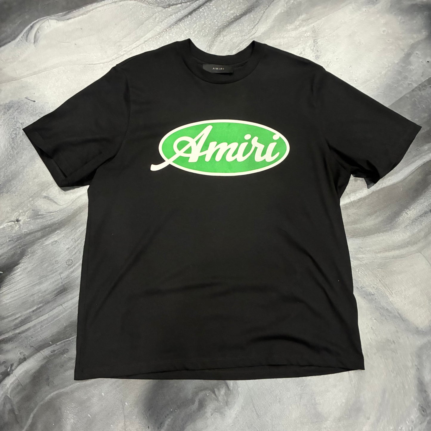 Amiri Black/Green Circular Logo Graphic Tee (L)