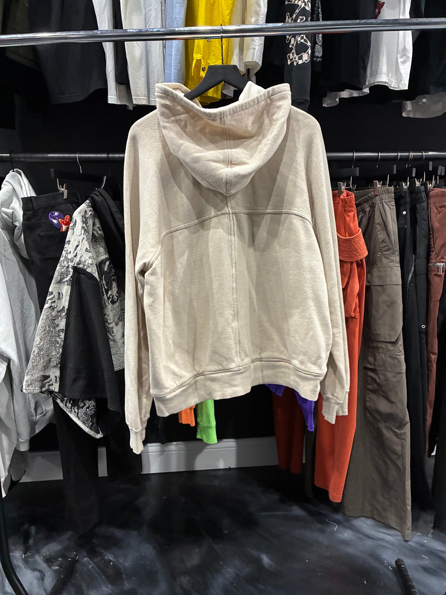 Rick Owen’s Cream Drawstring Hoodie (L)