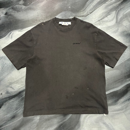 Off-White Grey Logo/Grid Tee (S)