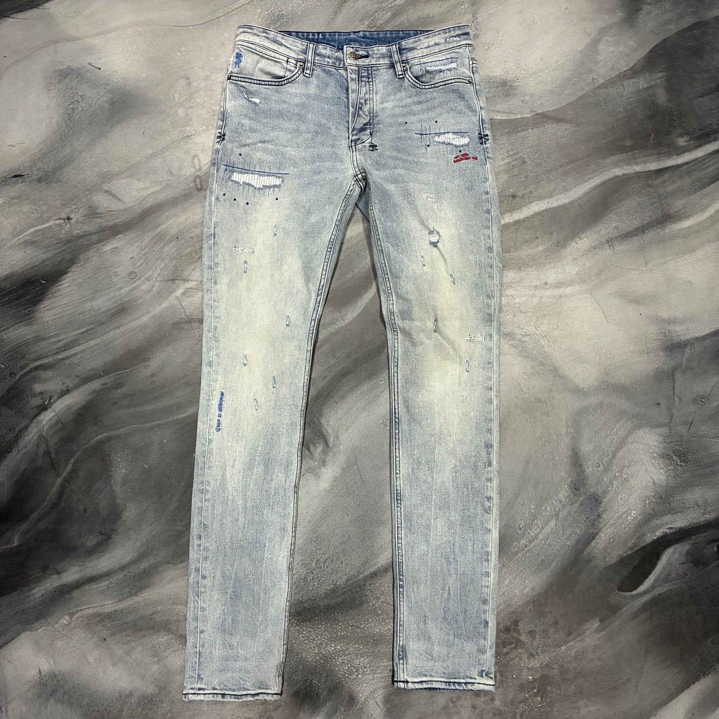 Ksubi Light Blue Distressed Stitch Jean (31)