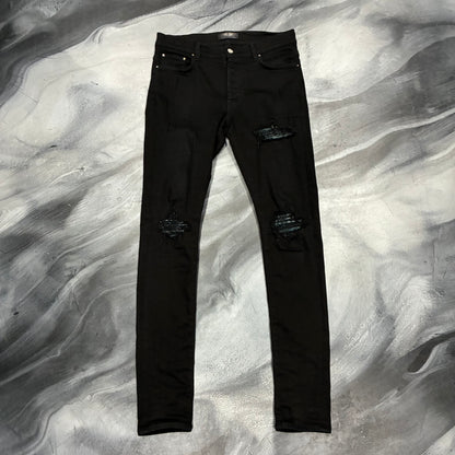 Amiri Black/Teal Bandanna Patch Jean (32)