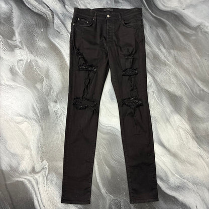 Amiri Black Plain Thrashed Jean (36)