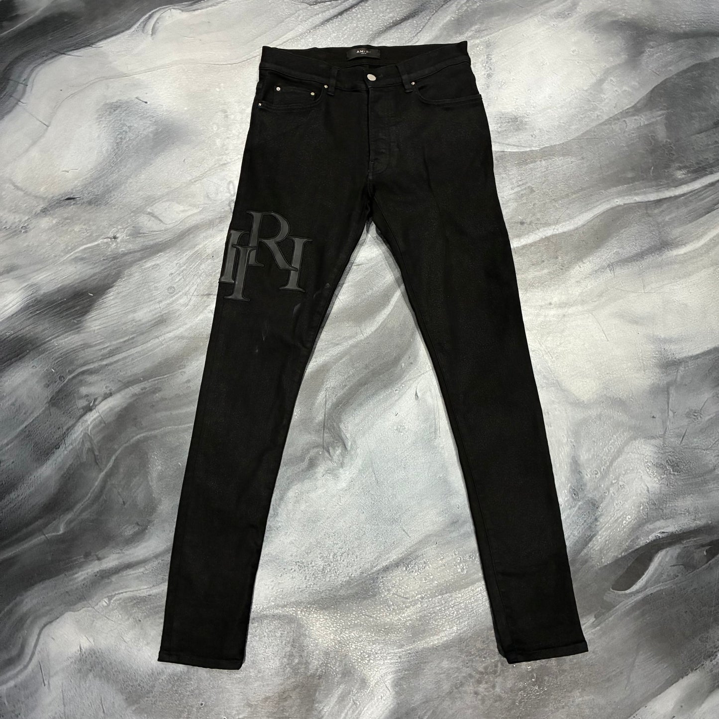 Amiri Black Staggered Logo Patch Jean (30)