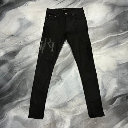 Amiri Black Staggered Logo Patch Jean (30)