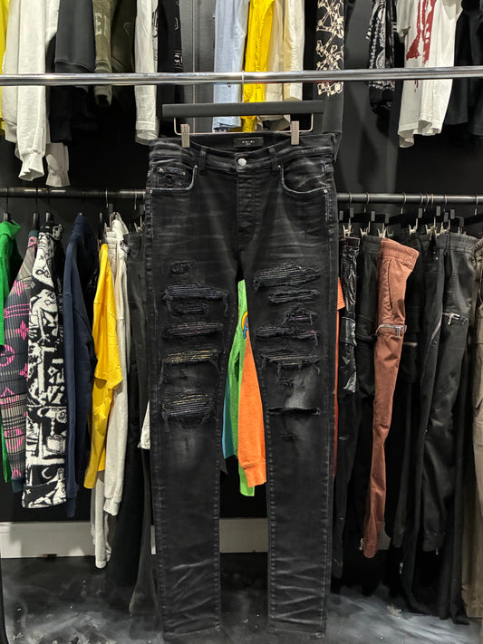 Amiri Aged Black Rainbow Paisley Thrasher Jean (32)