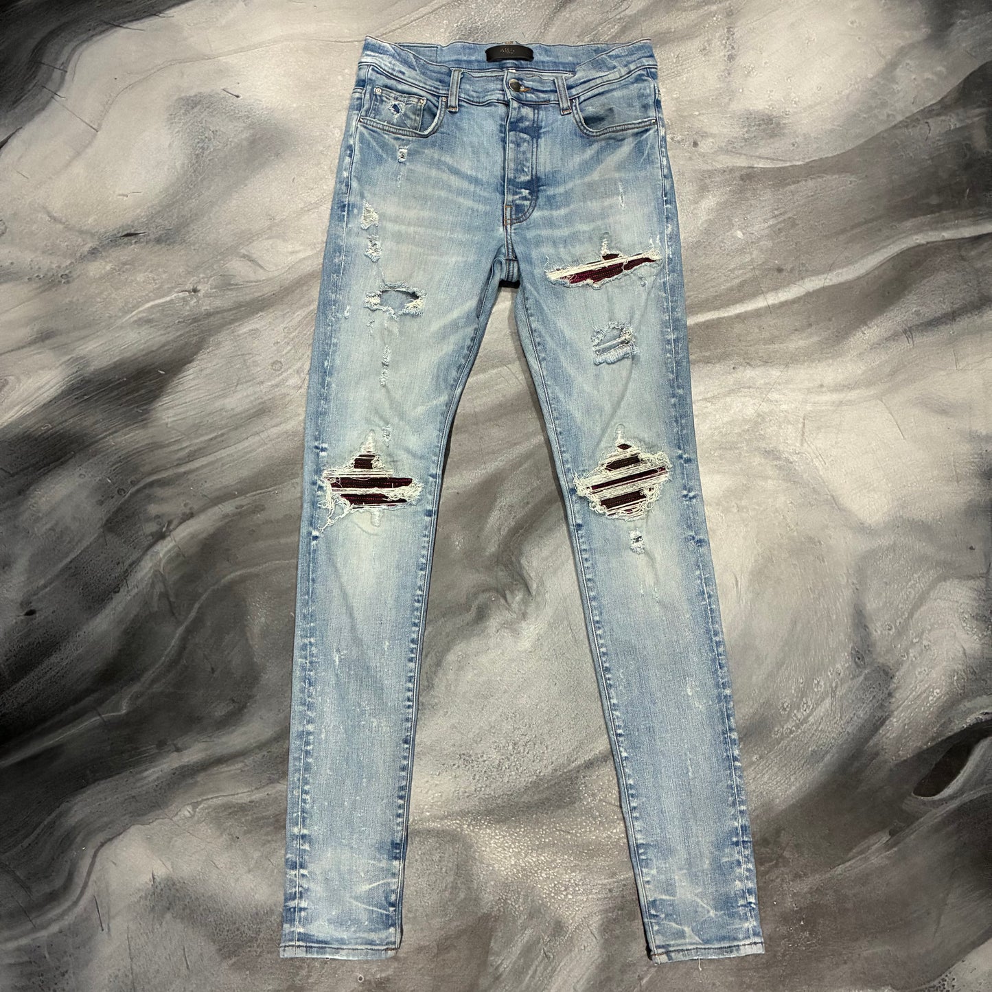 Amiri Light Blue/Cracked Blue & Pink Paint Patch Jean (31)