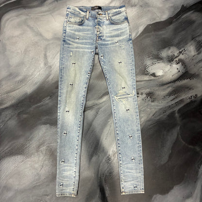 Amiri Light Blue Embroidered Paislsey Jean (28)