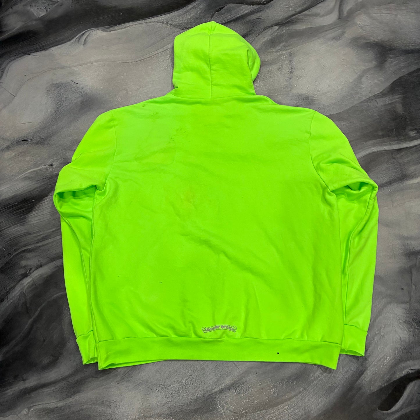 Chrome Hearts Neon Green Vertical Script Logo Hoodie