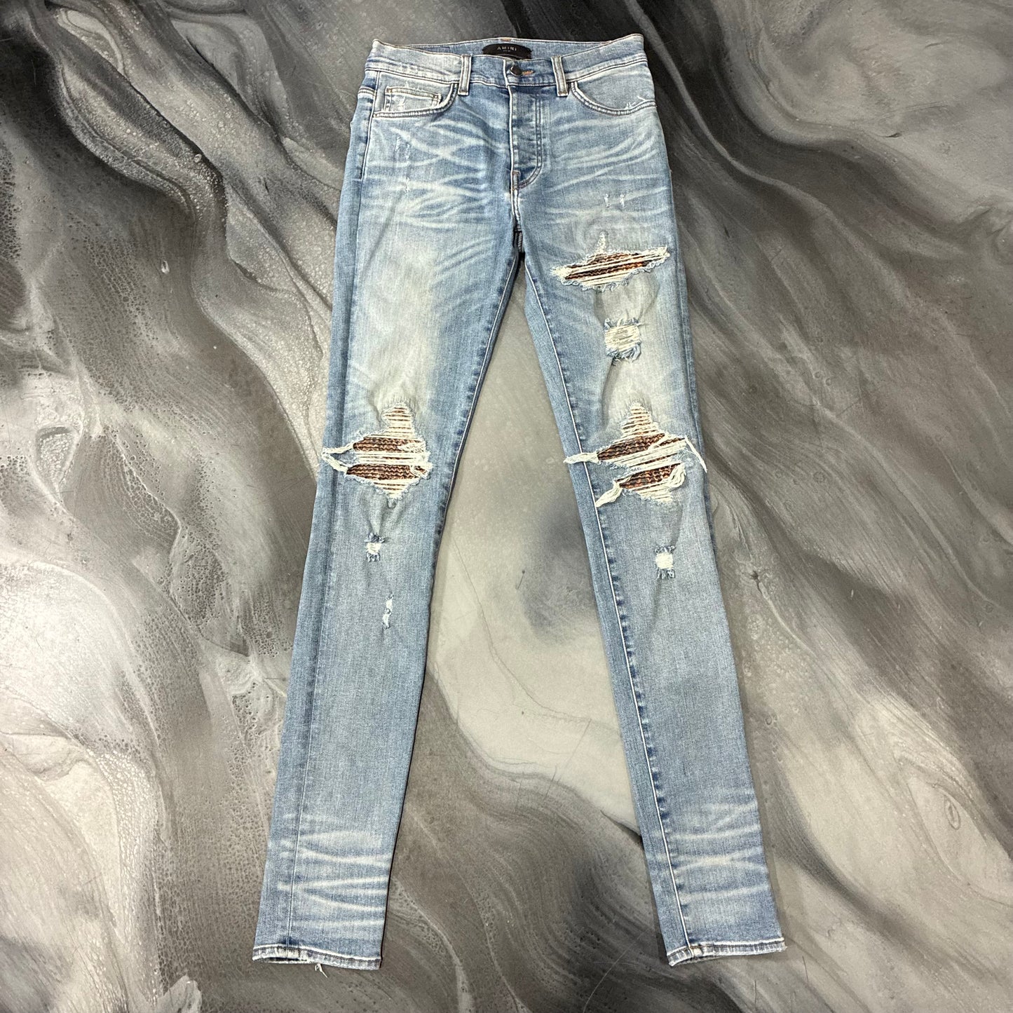 Amiri Light Blue/Velvet Brown Patch Jean (29)