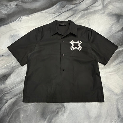 Amiri Black AM Logo Button Up Shirt (XL)