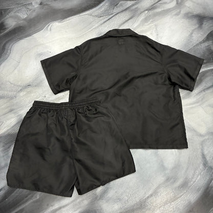 Saint Vanity Nylon Black Button Up/Shorts Set (M)