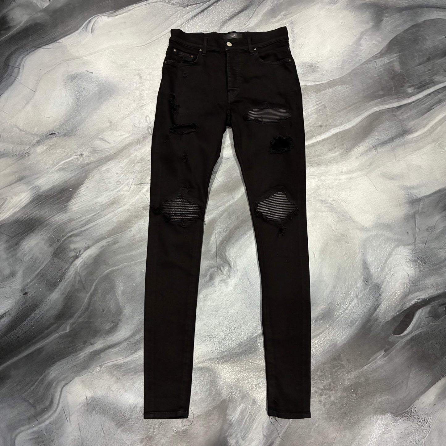 Amiri Black/Black Leather Patch MX1 Jean (30)