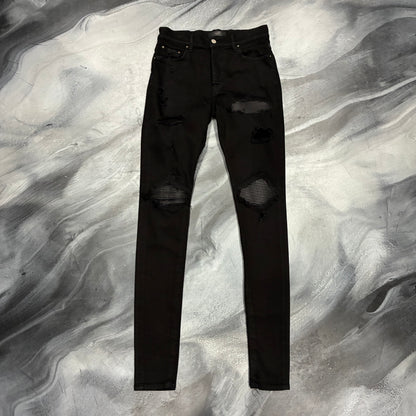 Amiri Black/Black Leather Patch MX1 Jean (30)