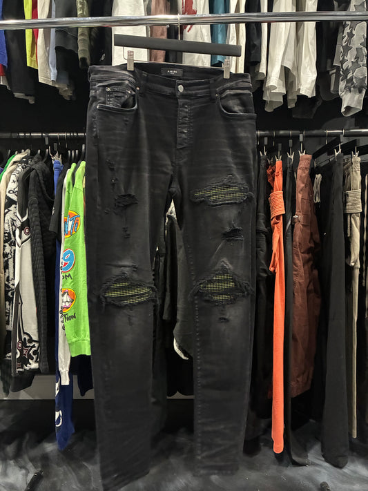 Amiri Aged Black/Green Plaid Patch MX1 Jean (38)