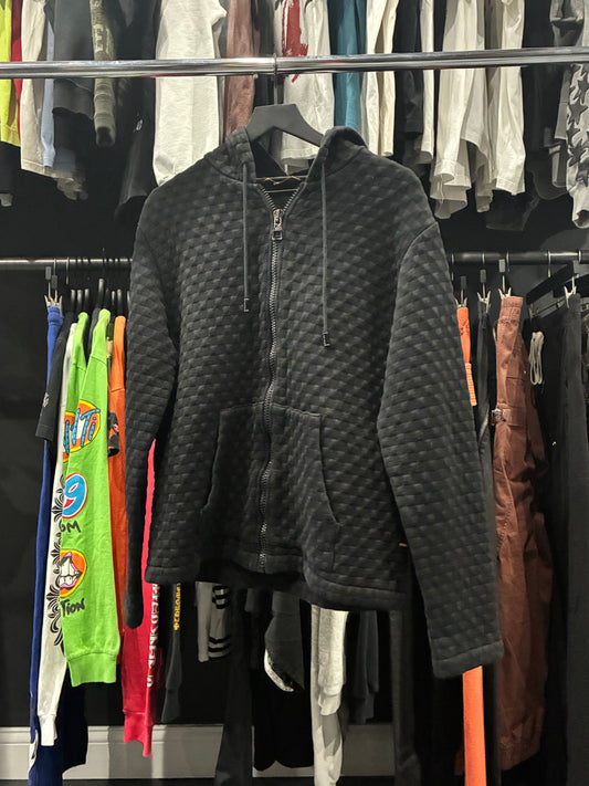 Louis V Black Quilted Zip Up Hoodie