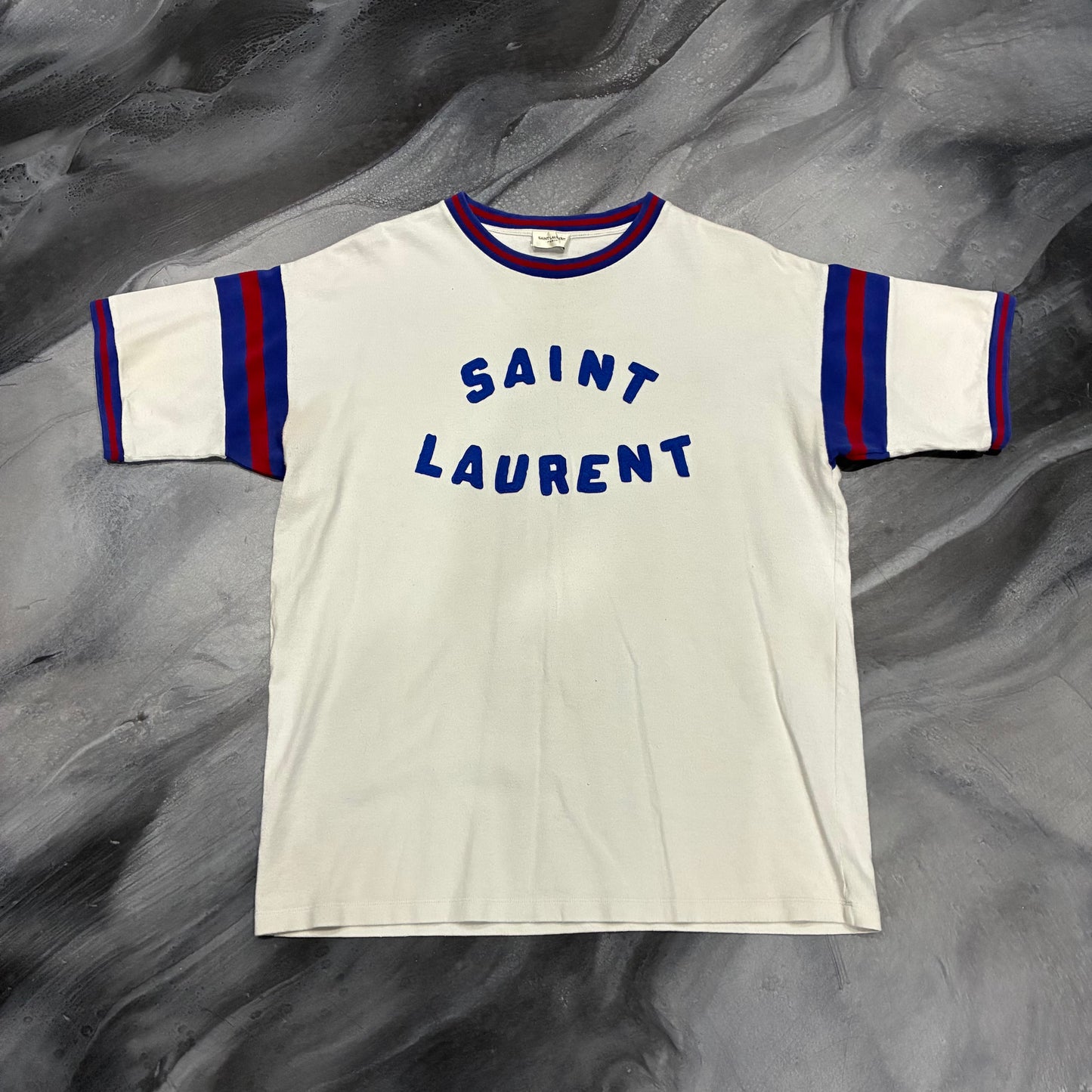 Saint Laurent White/Blue/Red Tee (L)