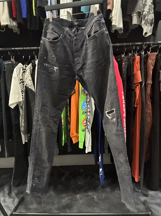 Amiri Faded Black Studded Logo Jean (36)