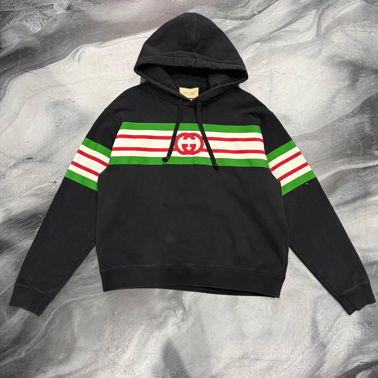 Gucci Black/Green/Red Pullover Hoodie (M)