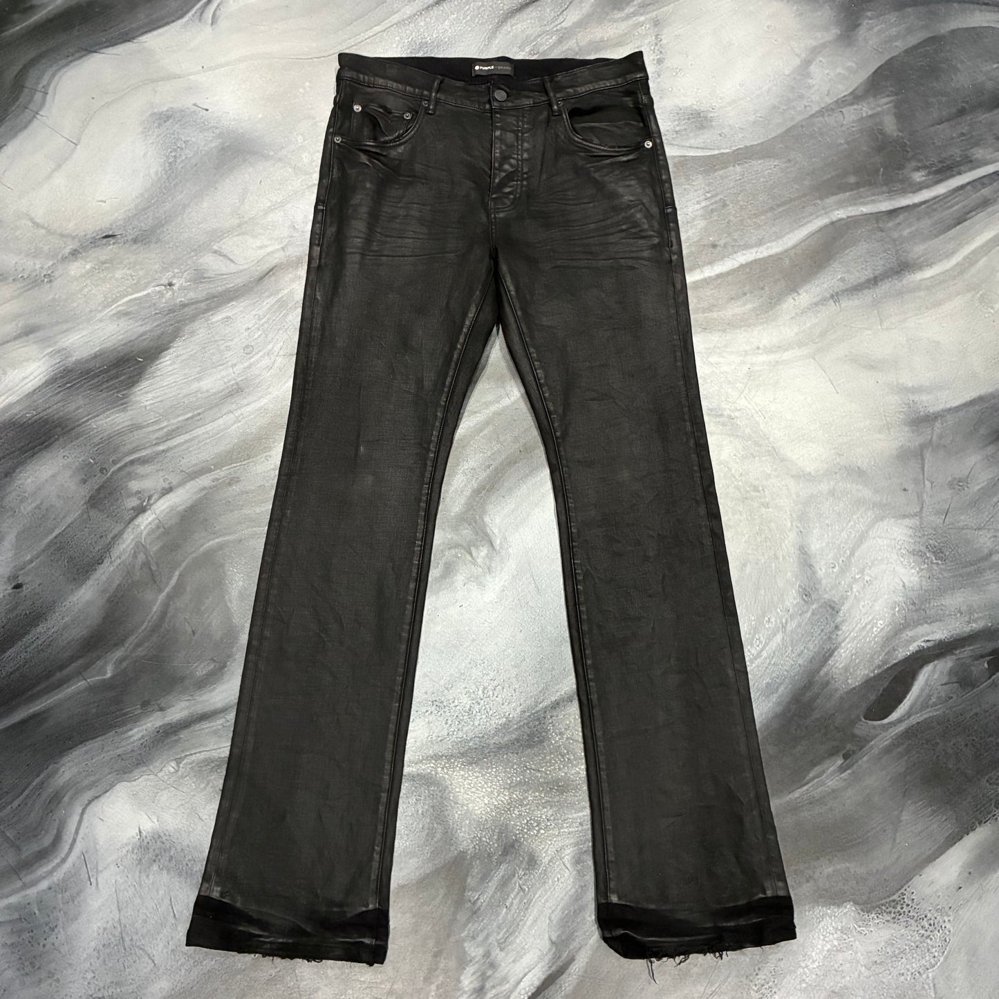 Purple Brand Black Wax Straight Leg Jean (34)
