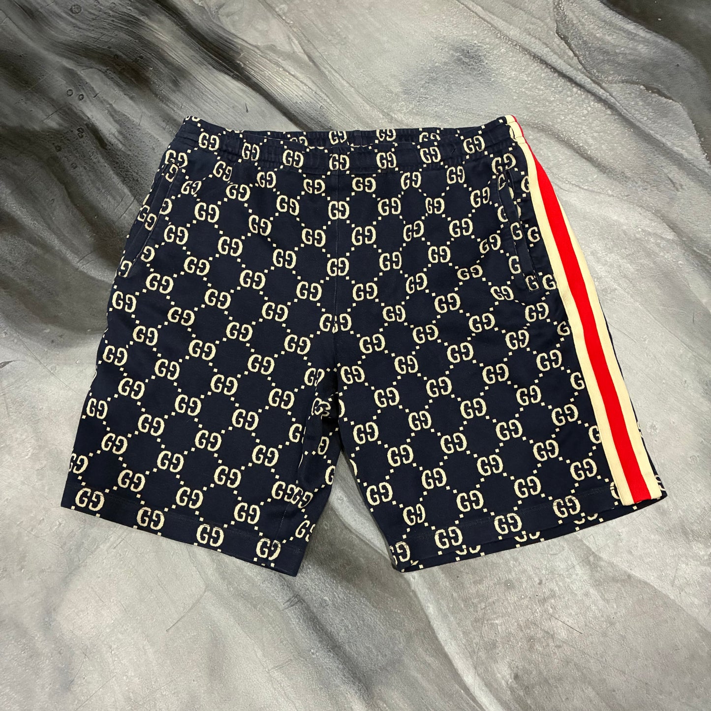 Gucci Navy GG Jersey Shorts (2XL)