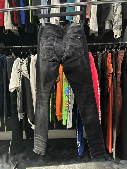Amiri Faded Black/Cheetah Print Patch Thrasher Jean (31)