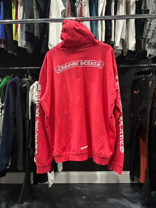 Chrome Hearts Red/White Scroll Logo Hoodie