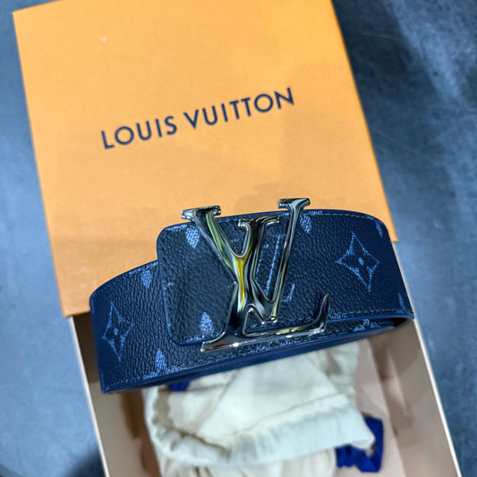 Louis V. Blue/Silver Monogram Belt