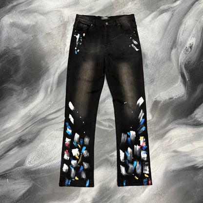 Amiri Black/Paint Splatter Flare Jean (32)