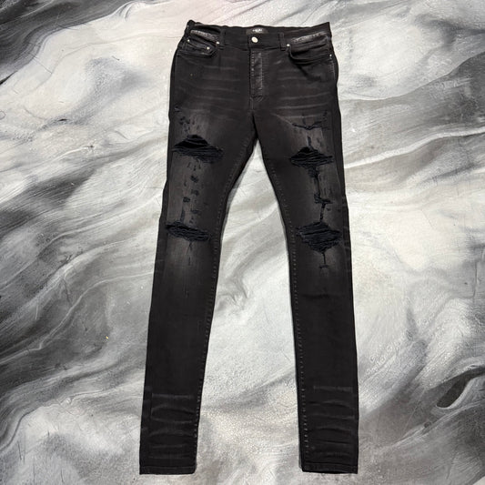 Amiri Black Distressed Thrasher Jean (34)