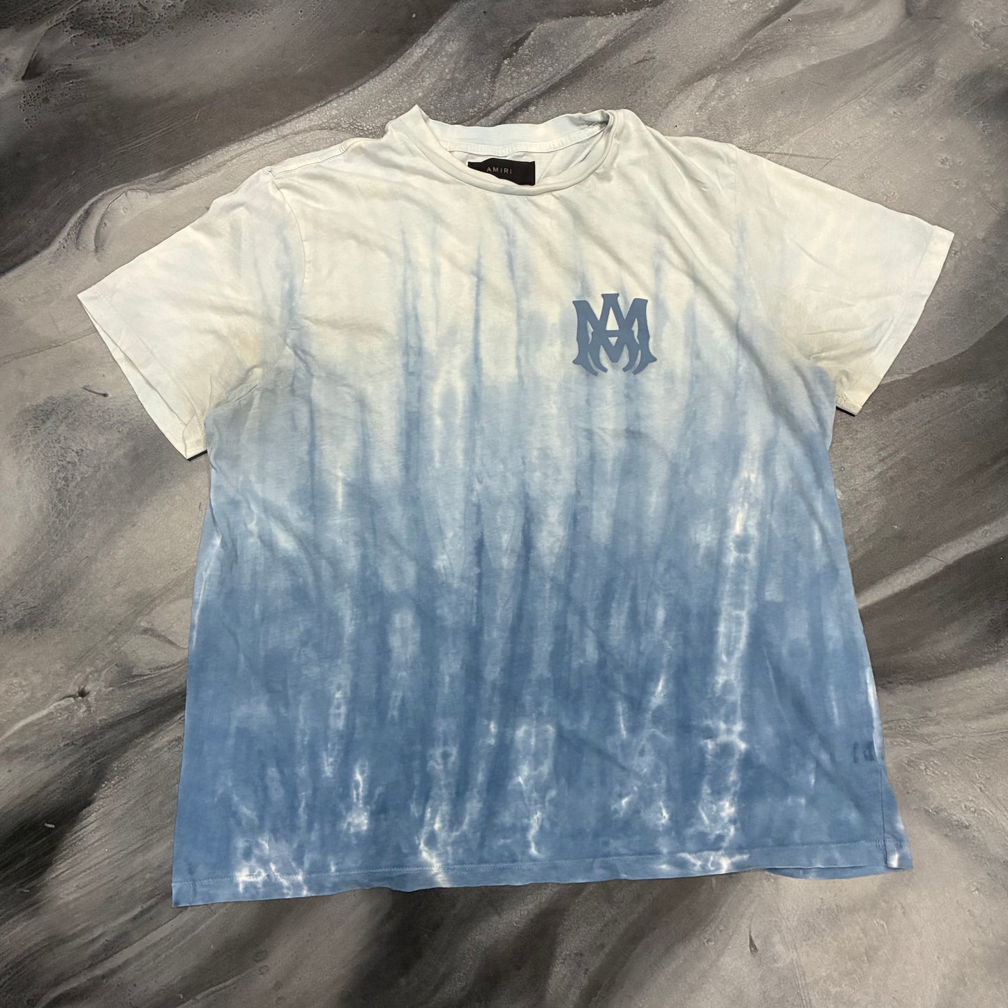 Amiri Tie Dye Blue AM Logo Tee (XL)