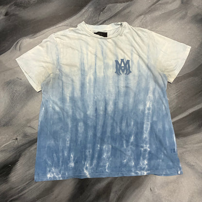 Amiri Tie Dye Blue AM Logo Tee (XL)