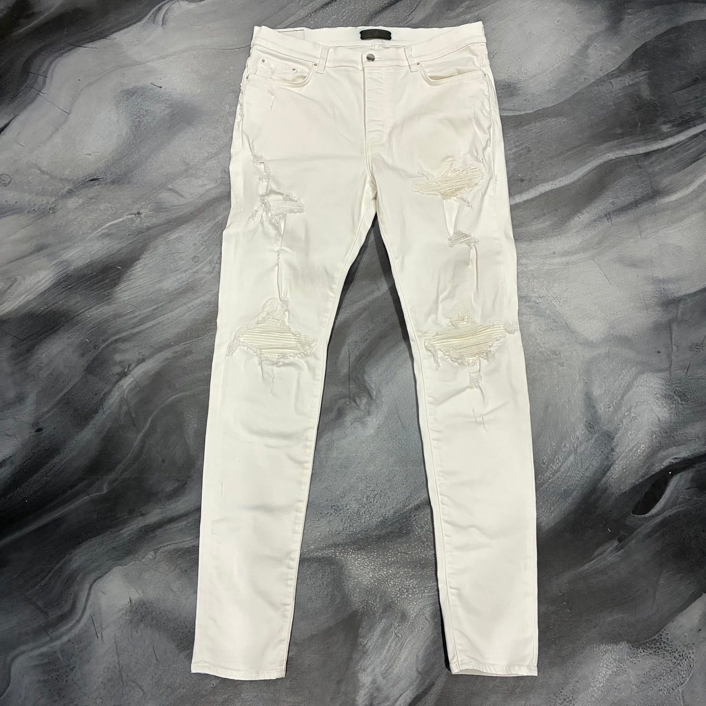Amiri White/White Leather Patch MX1 Jean (38)