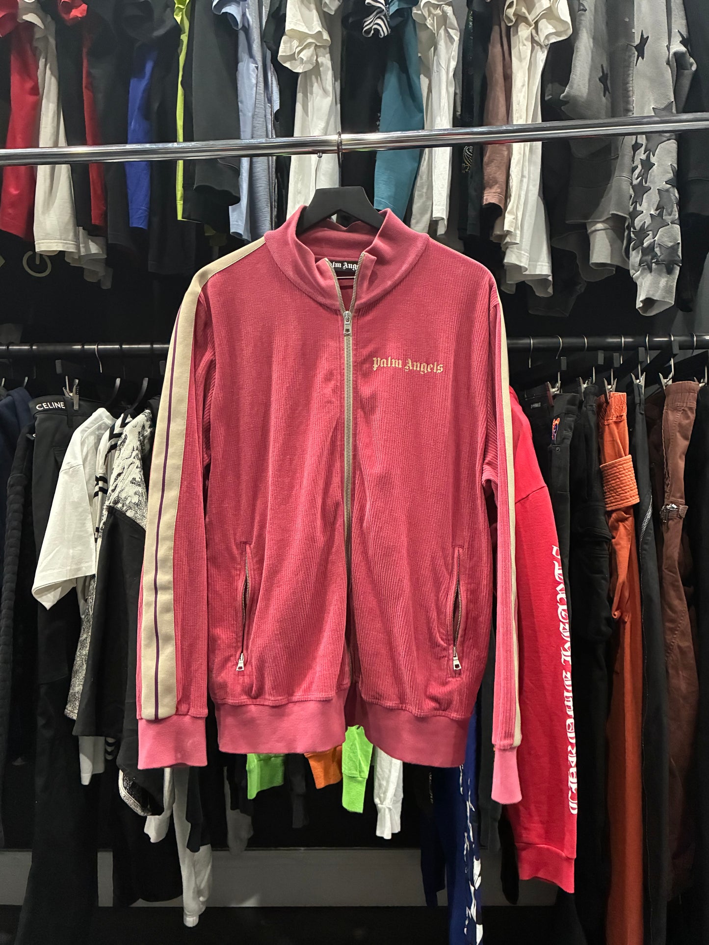 Palm Angels Light Red Corduroy Track Jacket (2XL)